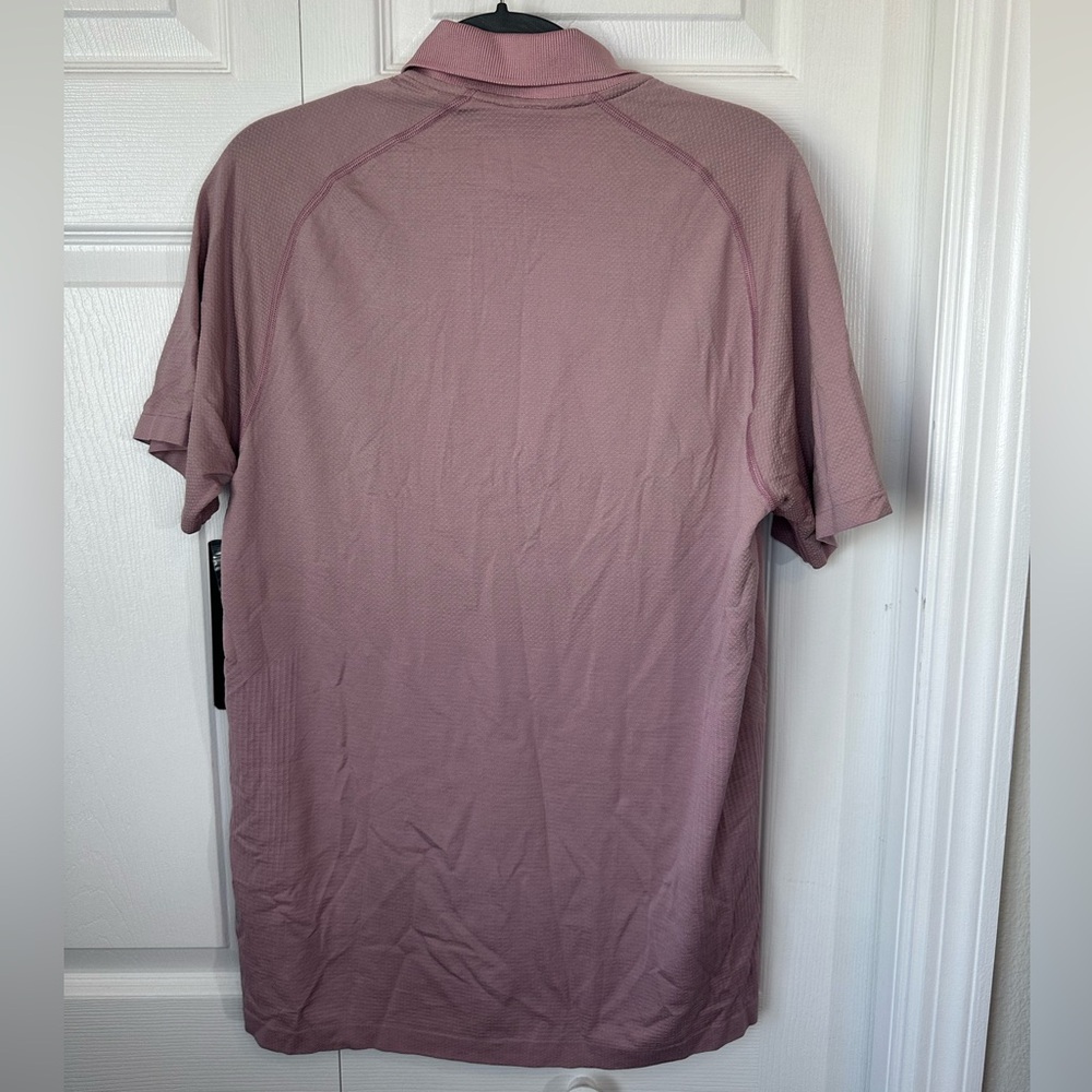 Lululemon Metal Vent Tech Polo Shirt 2.0 Raw Linen / Pink Taupe Sz.M - Picture 5 of 5